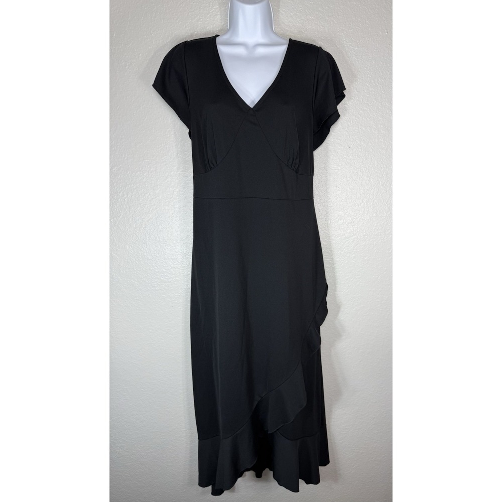Women's black faux-wrap midi dress Size 14/16 Lane Bryant